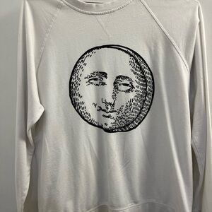 White Sweatshirt with Moon Face Design